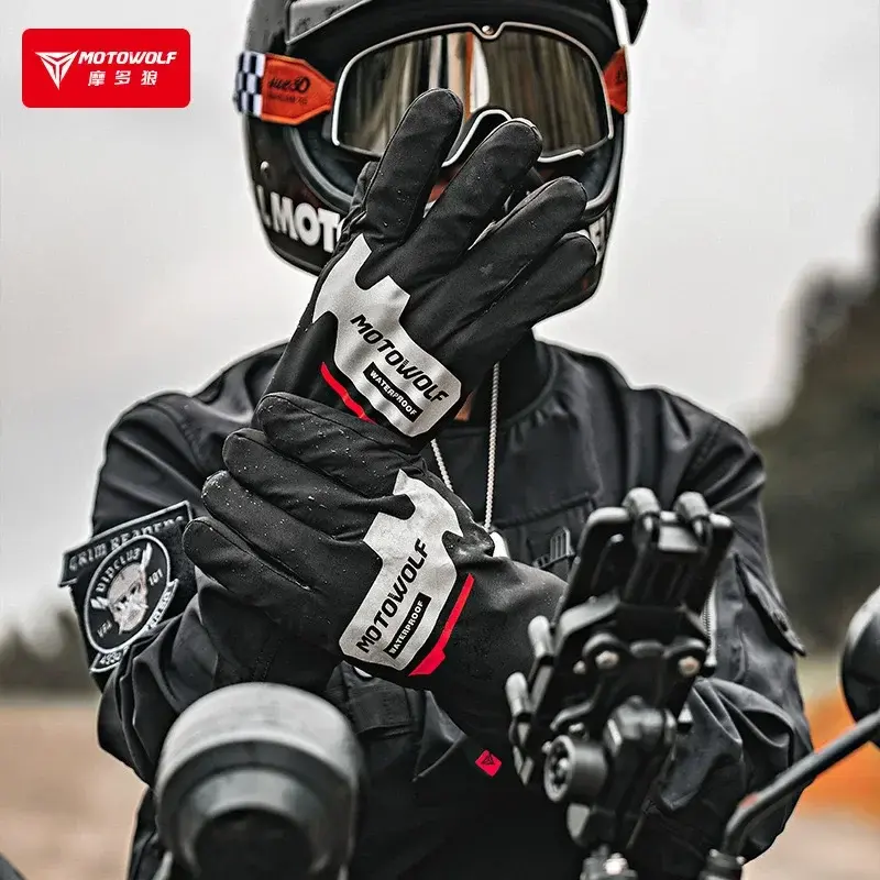 Autumn Winter Motorcycle Cycling Riding Gloves Waterproof Rainproof Cover Windproof Warm Motorbiker Racing Rider Equipment Men