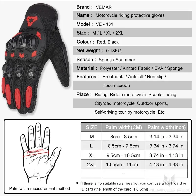 Durable Touchscreen Full-Finger Motorcycle Gloves with Hard Shell Knuckles Luvas for Summer Off-Road Cycling BMX and Dirt Biking