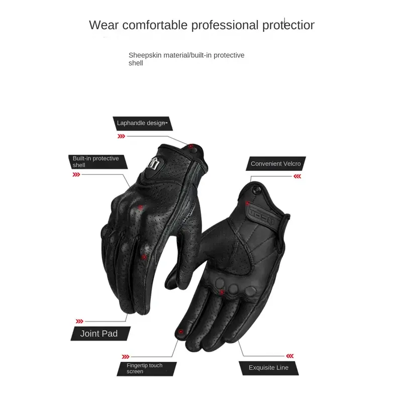 Summer&Winter Breathable Moto Motorcycle gear Leather Gloves for Men & Women Full Finger Motorcross & Cycling Protective Glove