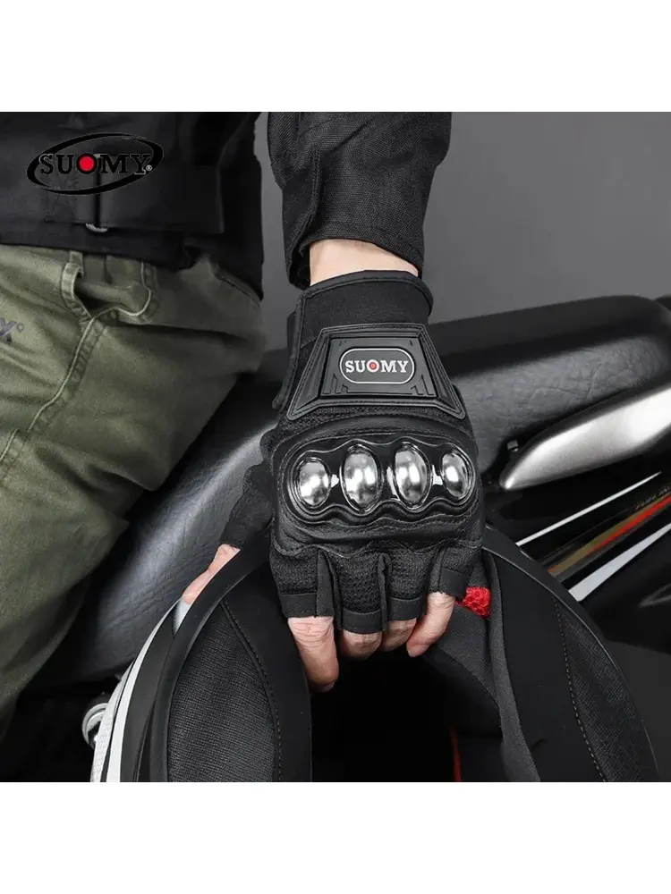 Suomy Half Finger Motorcycle Gloves Accessoire Protective Fingerless for Men&Women Bikers, Motocross, Riding & Cycling in Summer