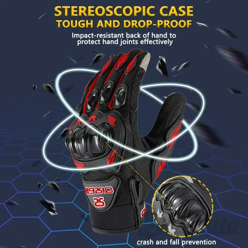 Summer Premium Cooling Motorcycle Riding Gloves for Motorbike Full Finger Touchscreen Non-Slip Palm Breathable Mesh Glove