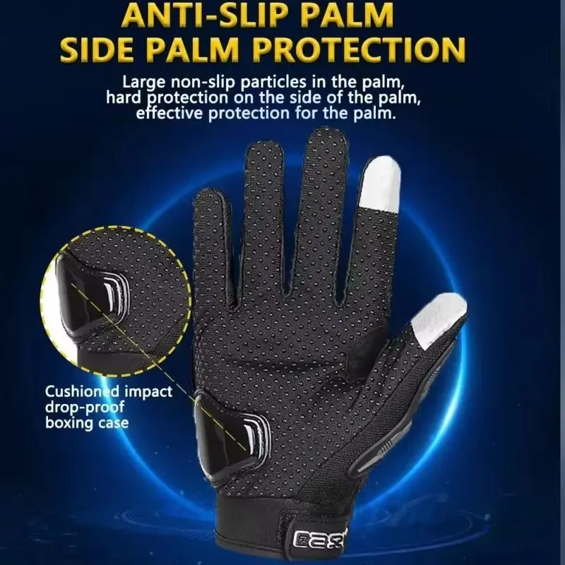 Summer Premium Cooling Motorcycle Riding Gloves for Motorbike Full Finger Touchscreen Non-Slip Palm Breathable Mesh Glove