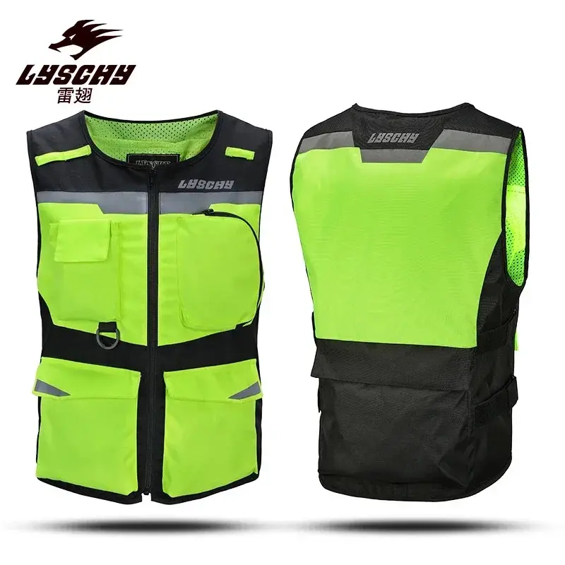 LYSCHY Reflective Waistcoat Jacket Waterproof Motocross Off-Road Racing Vest Motorcycle Touring Night Riding Moto Veste Clothing
