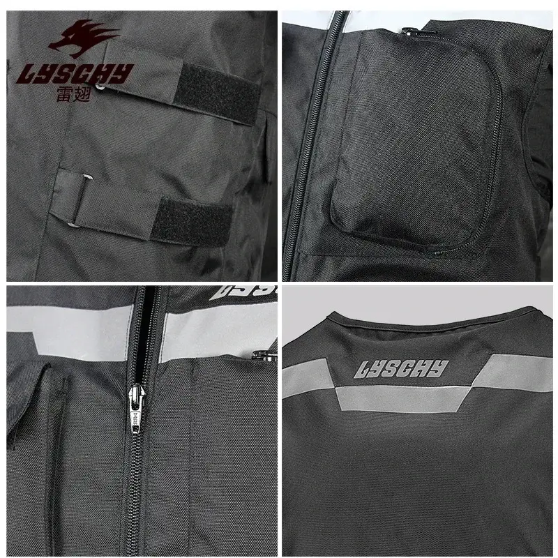 LYSCHY Reflective Waistcoat Jacket Waterproof Motocross Off-Road Racing Vest Motorcycle Touring Night Riding Moto Veste Clothing