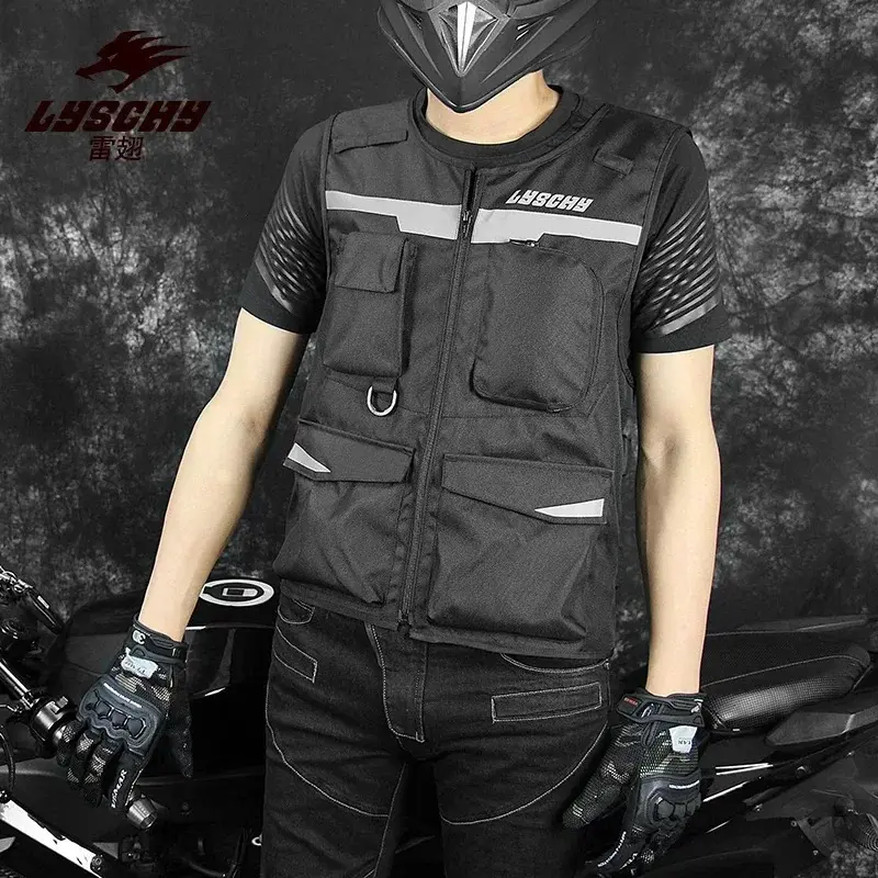 LYSCHY Reflective Waistcoat Jacket Waterproof Motocross Off-Road Racing Vest Motorcycle Touring Night Riding Moto Veste Clothing