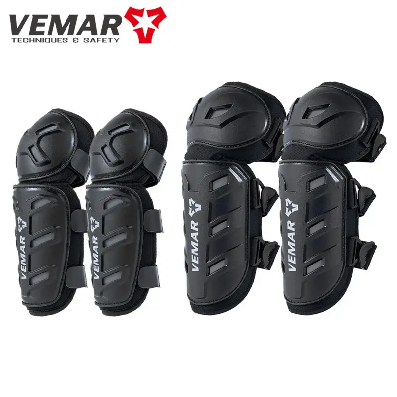 4PCS Lightweight PVC Shell Motorcycle Knee & Elbow Guards Set - Breathable Reflective Motocross Racing Gear for Adults Men Women