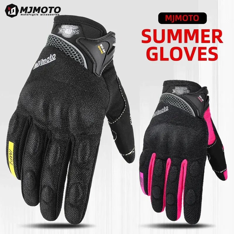Pink Breathable Motorcycle Gloves for Men & Women - Summer Touchscreen Riding Gloves, Crash-Proof Durable Road Bike Cycling Gear