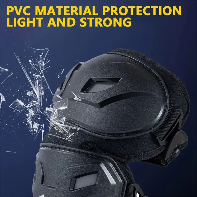 4Pcs Set of Lightweight PVC Knee & Elbow Guards with Adjustable Velcro Straps Reflective Panels for Motocross, Dirt Bike Safety