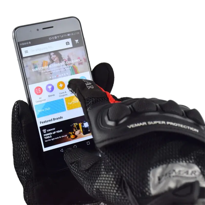 VEMAR Men's Summer Motorcycle Gloves with UV Protection & Lightweight Breathable Touch Screen Full-Finger Glove for Daily Riding