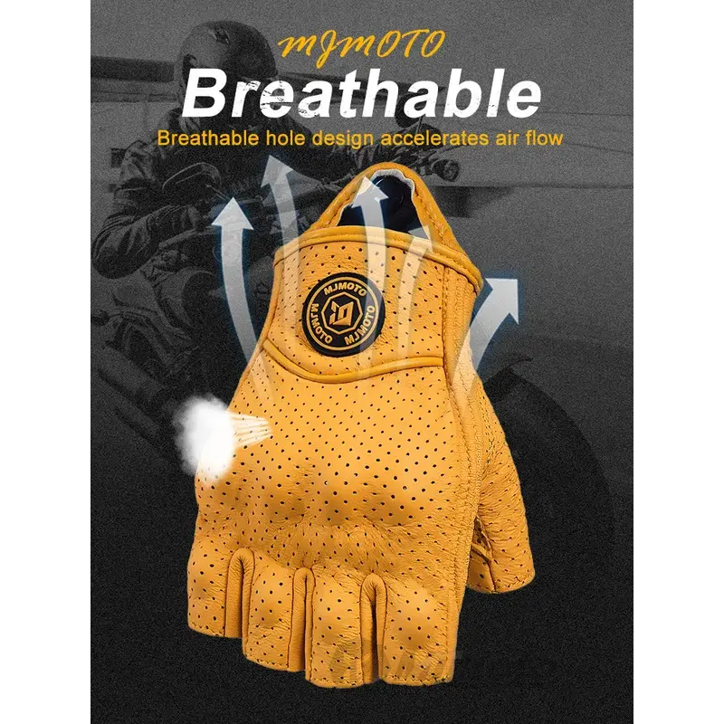 Premium Retro Style Motorcycle Gloves with Triple Protection Touchscreen Tips & Ventilated Design Best for Urban/Riding Item