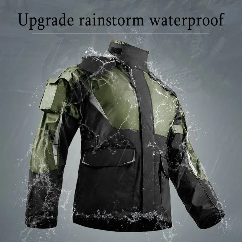High-Visibility Breathable PVC Motorcycle Rainwear Set Men's Waterproof Jacket & Trousers Ventilation All-Weather Protection