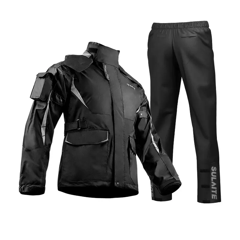 High-Visibility Breathable PVC Motorcycle Rainwear Set Men's Waterproof Jacket & Trousers Ventilation All-Weather Protection