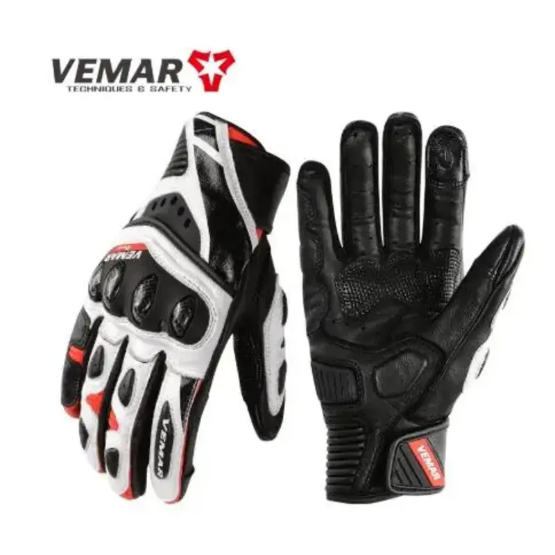 Vemar Moto Gloves Leather Motorcycle Off Road Enduro Accessories Motorbike Glove Motorcyclist Men White Luvas Gift