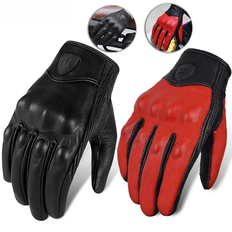 Retro Style Motorcycle Gloves Full Finger Protective Goat Leather Unisex Riding Glove for Autumn Touchscreen Moto Sports Riding