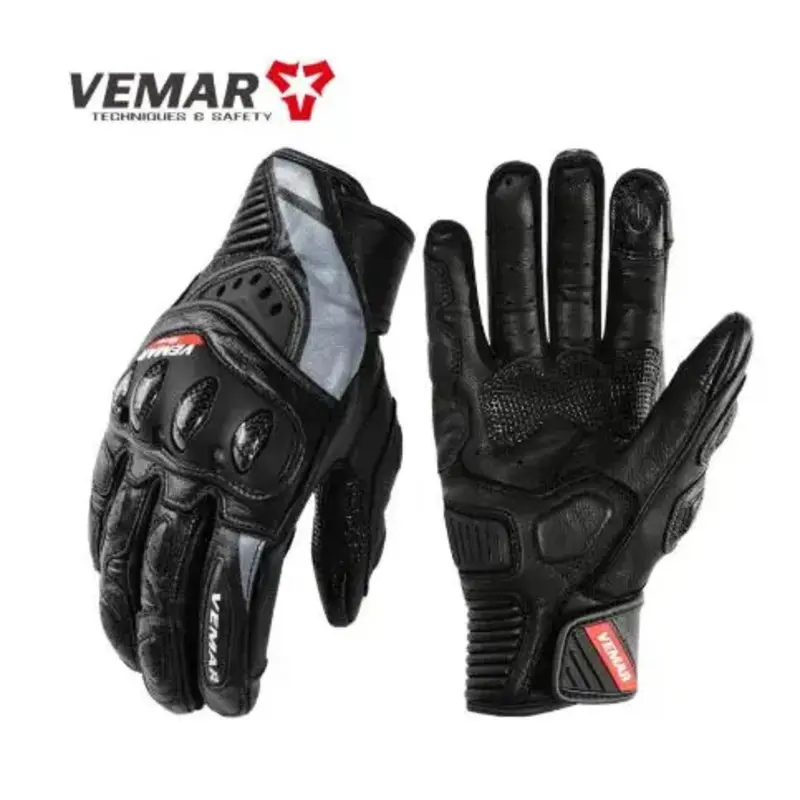 Vemar Moto Gloves Leather Motorcycle Off Road Enduro Accessories Motorbike Glove Motorcyclist Men White Luvas Gift
