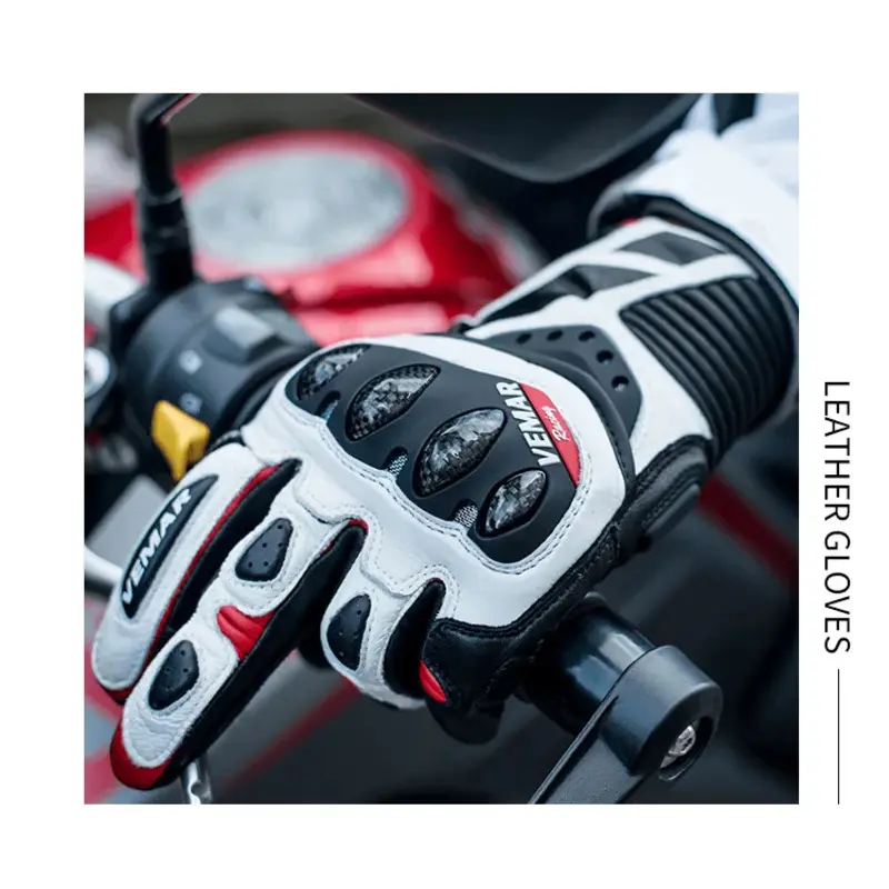 Vemar Moto Gloves Leather Motorcycle Off Road Enduro Accessories Motorbike Glove Motorcyclist Men White Luvas Gift