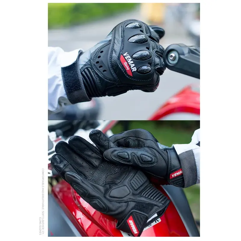 Vemar Moto Gloves Leather Motorcycle Off Road Enduro Accessories Motorbike Glove Motorcyclist Men White Luvas Gift