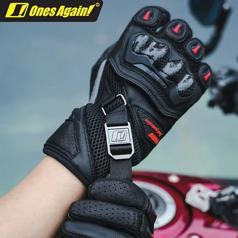 Carbon Fiber Sheepskin Motorcycle Motocross Gloves Breathable Anti Drop Motorcycle Competition Touch Screen Genuine Leather