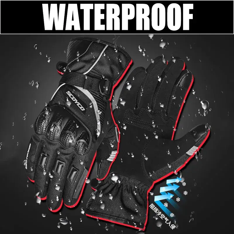 Motorcycle Racing Gloves Waterproof Winter Motorbike Gloves Keep Warm Racing Gloves TPU Shell Guantes Moto Joint Protection Men