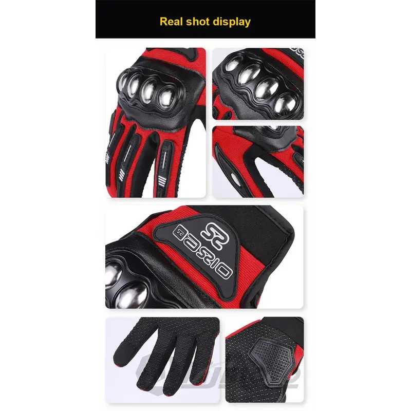 Summer MX Motorcycle Gloves with Hard Steel Knuckles, Touchscreen & Anti-Slip Palm - Breathable Protective Motocross Gloves