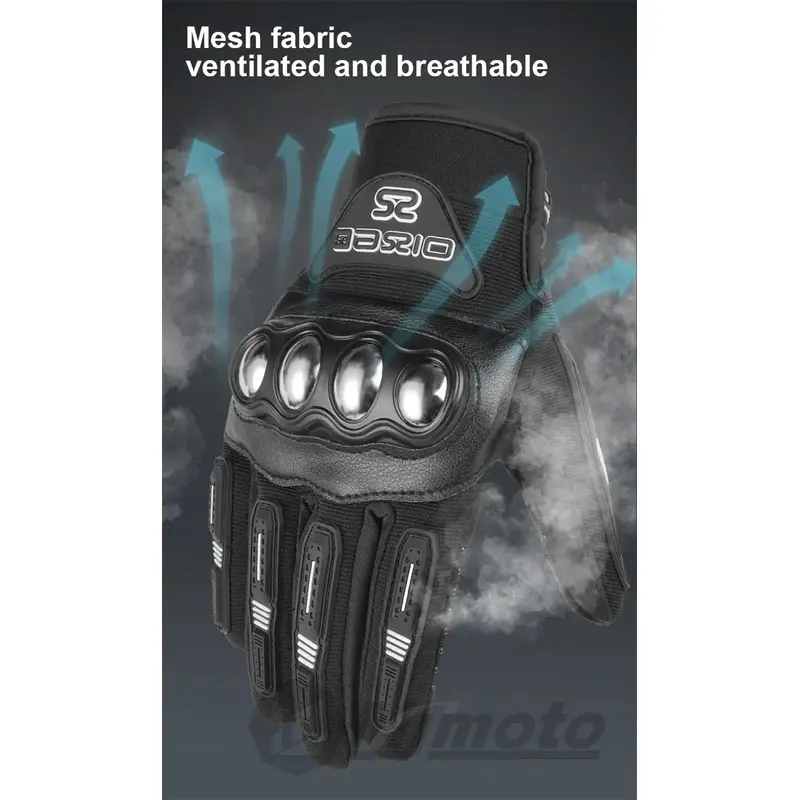 Summer MX Motorcycle Gloves with Hard Steel Knuckles, Touchscreen & Anti-Slip Palm - Breathable Protective Motocross Gloves