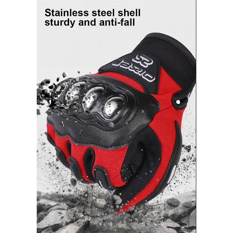 Summer MX Motorcycle Gloves with Hard Steel Knuckles, Touchscreen & Anti-Slip Palm - Breathable Protective Motocross Gloves