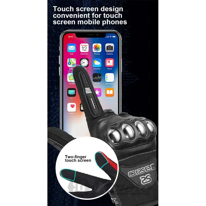 Summer MX Motorcycle Gloves with Hard Steel Knuckles, Touchscreen & Anti-Slip Palm - Breathable Protective Motocross Gloves