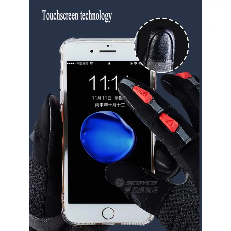 Winter Warm Carbon Motorcycle Riding Gloves Racing Guantes Touch Screen Men's Motorcross Offroad Waterproof Equipment  SCOYCO