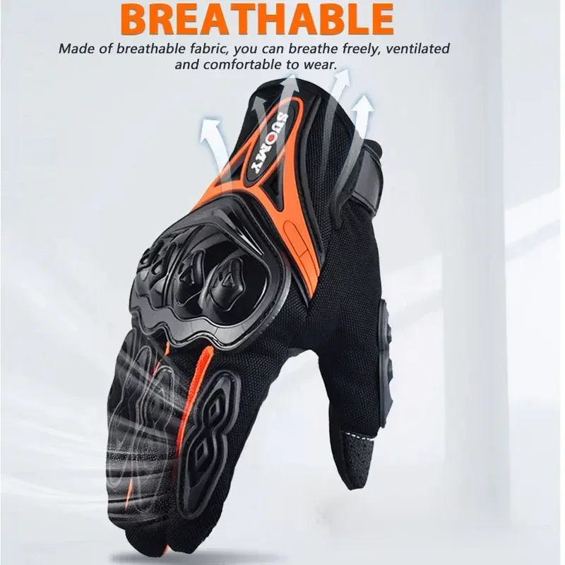 Men's Motorcycle Gloves Full Finger Touchscreen Anti-Slip Breathable Protective Riding Gear for Outdoor Cycling & Moto Sports