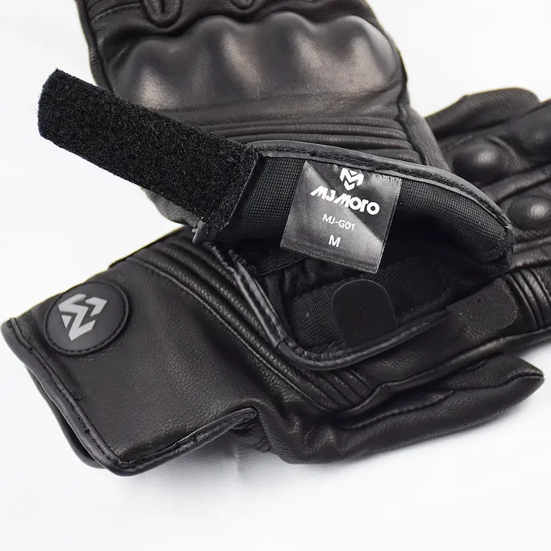 Men's Retro Genuine Leather Motorcycle Gloves Summer Motorbike Gloves Moto Guantes Downhill Cycling Riding Racing Short Gloves