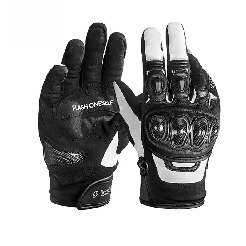 Men Winter Motorcycle Riding Leather Gloves Windproof, Waterproof, Warm with Carbon Fiber Touchscreen for Motocross Moto Guantes