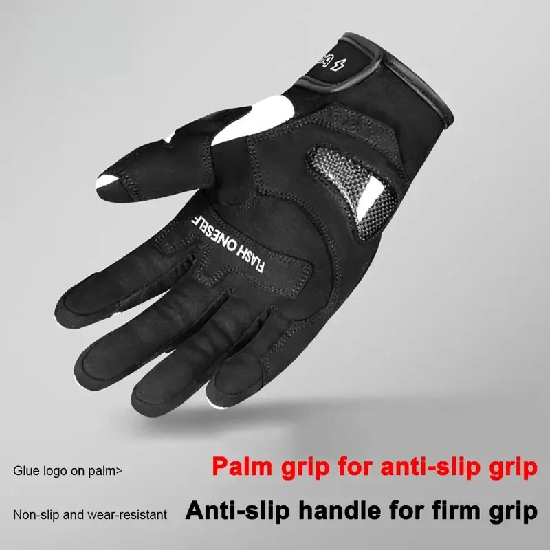Men Winter Motorcycle Riding Leather Gloves Windproof, Waterproof, Warm with Carbon Fiber Touchscreen for Motocross Moto Guantes