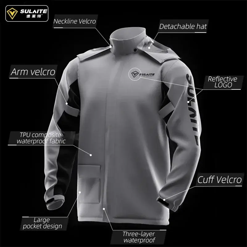 Outdoor Affordable Waterproof Motorcycle Rainwear Suit - Stormproof, Breathable, Night Reflective Raincoat  for All Seasons