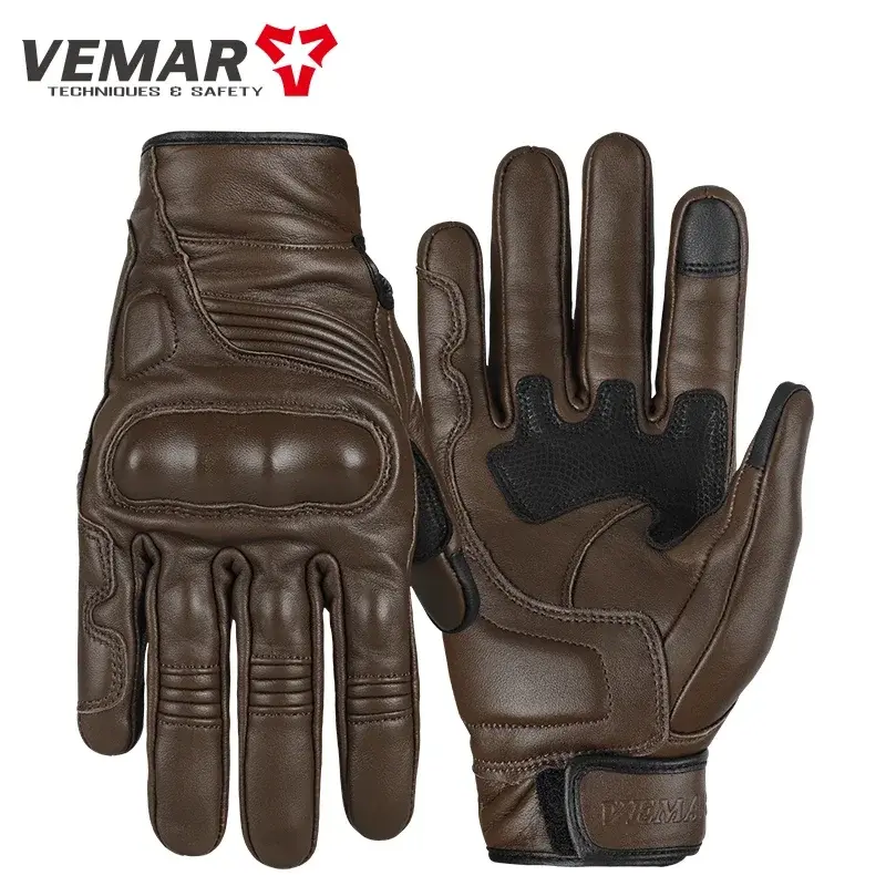 Four Season Windproof Motorcycles Gloves Genuine Leather Anti Drop Men Summer Cowhide Retro Rider Equipment Sheepskin Gloves