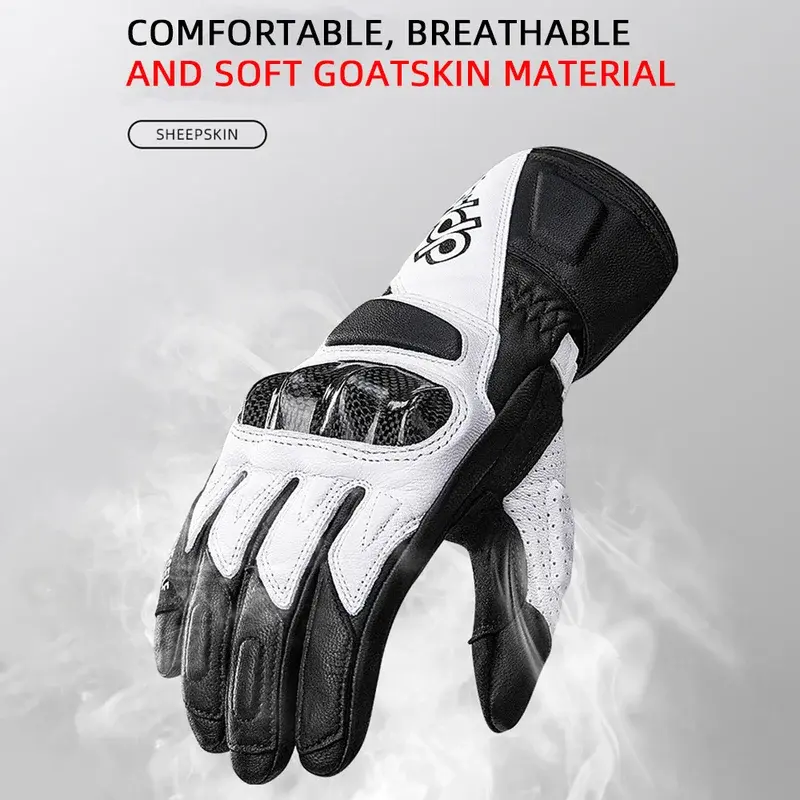 BSDDP Retro Leather Motorcycle Riding Gloves Touchscreen Offroad Glove Anti-fall & Shock-absorbing Moto Glove Carbon Fiber Shell