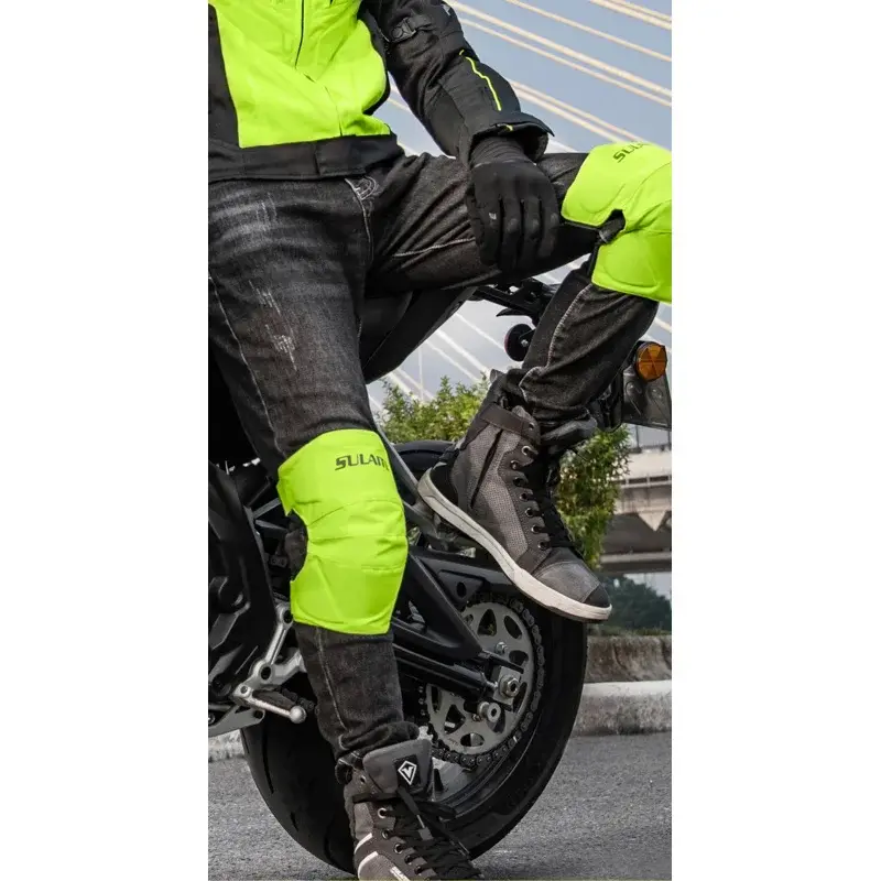 Men's Windproof Motorcycle Riding Knee Pads with Thermal Insulation - Four Seasons Anti-Fall Gear for Offroad Electric Bicycles