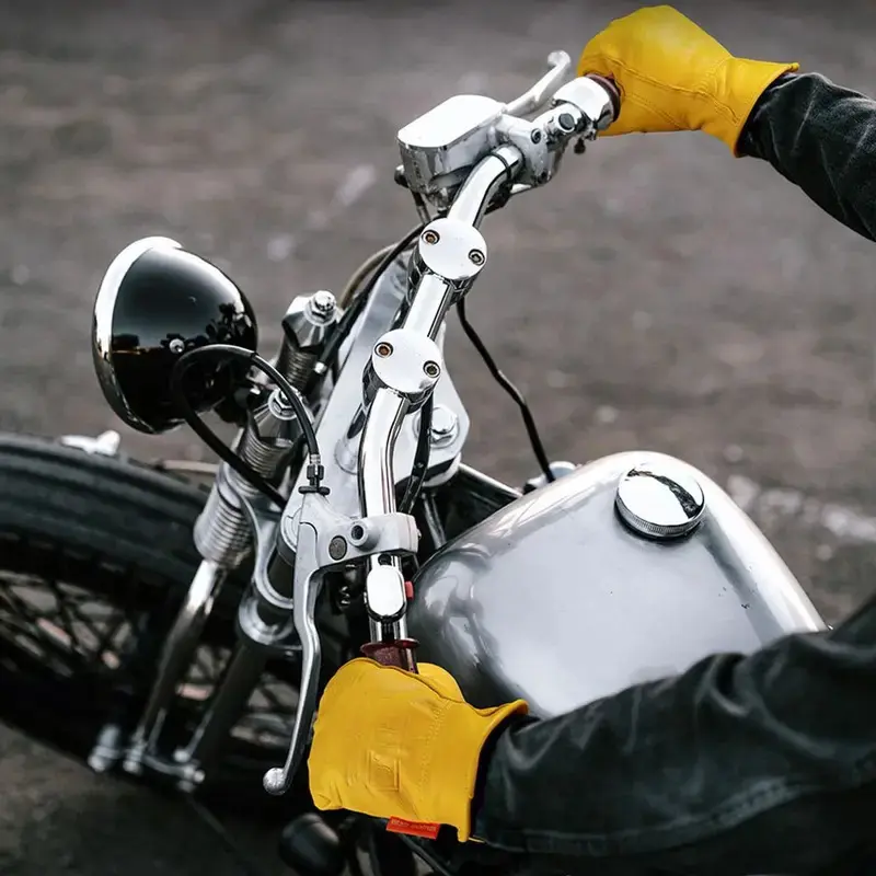 Heavy-Duty Motorcycle Riding Gloves – Yellow Black Design, Windproof Sheepskin, Non-Slip Protection for Work & Outdoor Adventure
