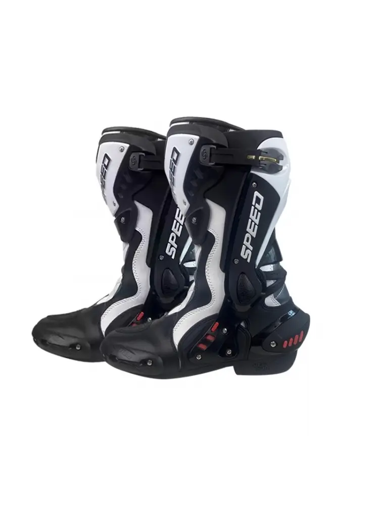 Men's Heavy Duty Steel Toe Motorcycle Motocross Boots Non-Slip Ankle Support & Gear Shift Protection for Off-Road Racing