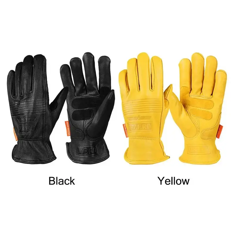 Heavy-Duty Motorcycle Riding Gloves – Yellow Black Design, Windproof Sheepskin, Non-Slip Protection for Work & Outdoor Adventure