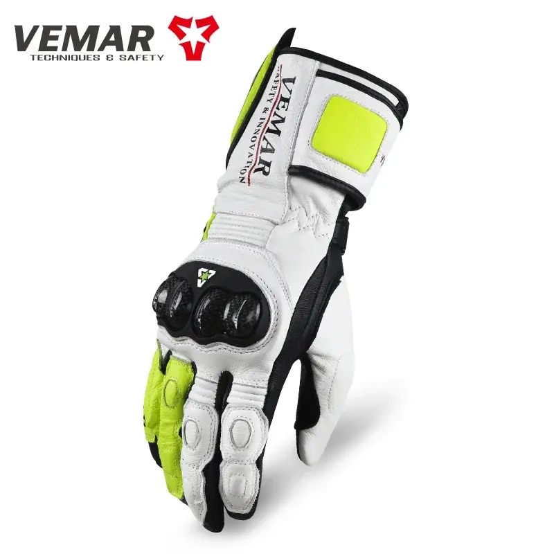 Classic Long Motorcycle Racer Gloves Gloves Men's Leather Protection Racing Gloves Offroad Motorbikes Carbon Fiber Shell Motorbi