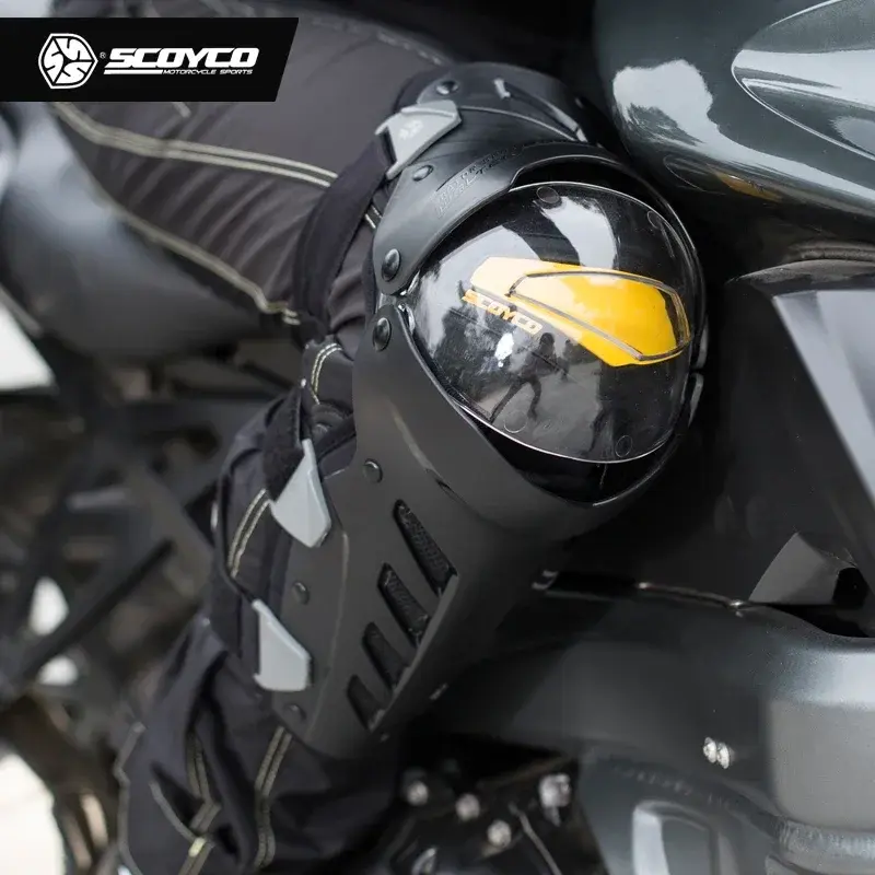 SCOYCO Motorcycle Knee Pads CE Certified - Adjustable Motocross Knee & Shin Guards for Men, Anti-Slip 2-in-1 Crashproof Armor
