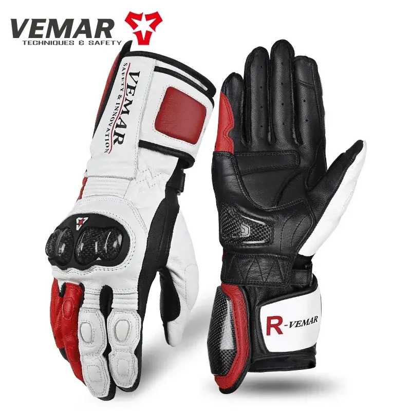 Classic Long Motorcycle Racer Gloves Gloves Men's Leather Protection Racing Gloves Offroad Motorbikes Carbon Fiber Shell Motorbi
