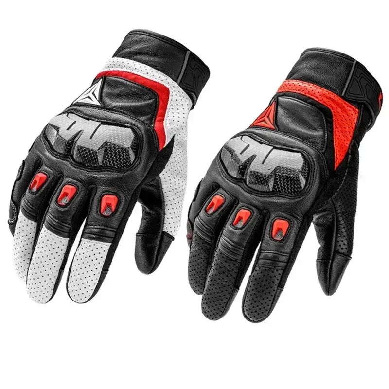 Summer Breathable Mesh Motorcycle Gloves Men/Women Touchscreen Compatible Full Finger with TPR Sliders for Moto Racing & Enduro