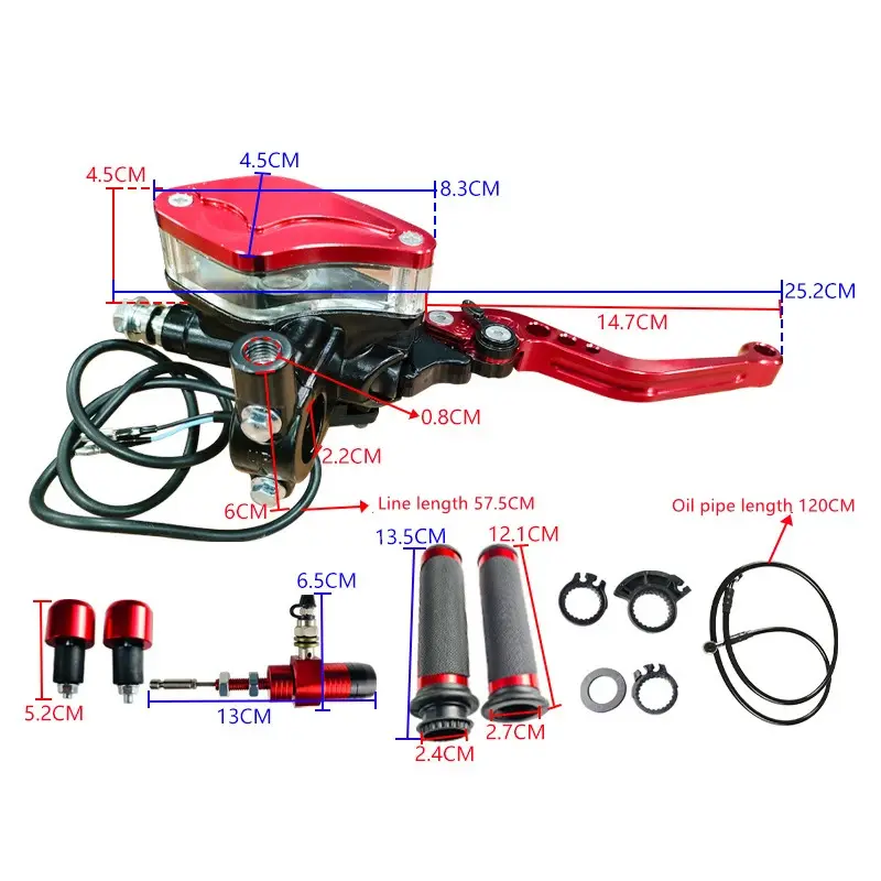 Universal Motorcycle Hydraulic Clutch Kit with Adjustable Brake Levers & Adapter Bracket, Brake Master Cylinder Oil Hose