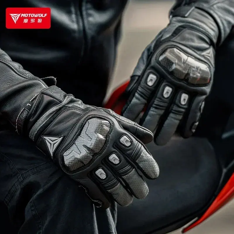 Summer Breathable Mesh Motorcycle Gloves Men/Women Touchscreen Compatible Full Finger with TPR Sliders for Moto Racing & Enduro
