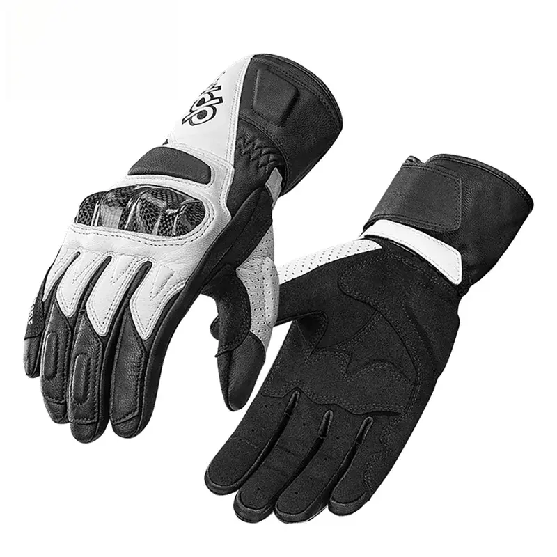 Carbon Fiber Motorcycle Riding Gloves - Long Leather, Breathable, Touch Screen Ideal for Men's Road Racing in Summer & Winter