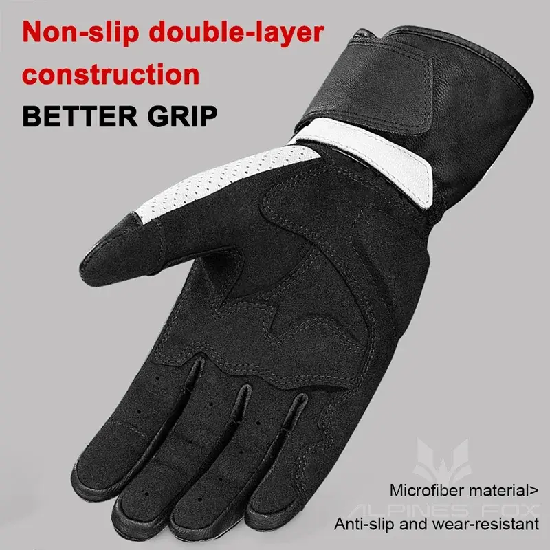 Carbon Fiber Motorcycle Riding Gloves - Long Leather, Breathable, Touch Screen Ideal for Men's Road Racing in Summer & Winter