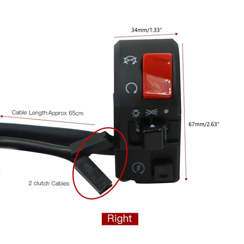 7/8" 22mm Motorcycle Switches Motorbike Horn Button Turn Signal Electric Fog Lamp Light Start Handlebar Controller Switch
