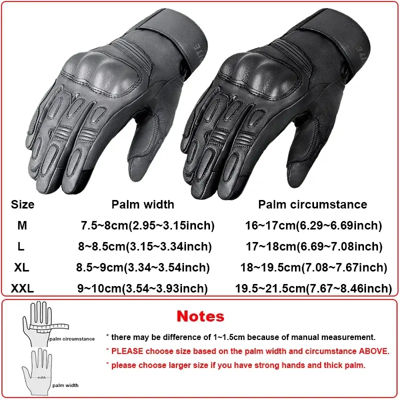 Winter Waterproof Motorcycle Gloves - Genuine Goatskin Leather, Warm Touch Screen, Anti-slip Protection for Men & Women Rider