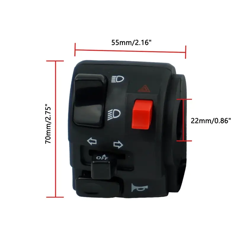 7/8" 22mm Motorcycle Switches Motorbike Horn Button Turn Signal Electric Fog Lamp Light Start Handlebar Controller Switch